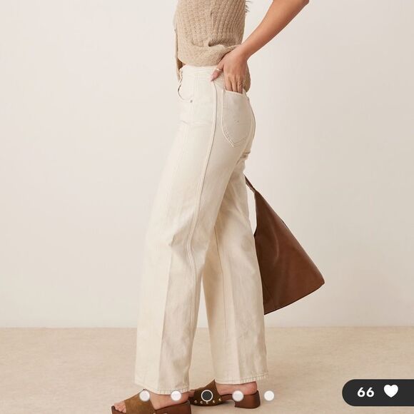 Free People We the Free Aster Straight Leg Jeans in Creme - Picture 3 of 12